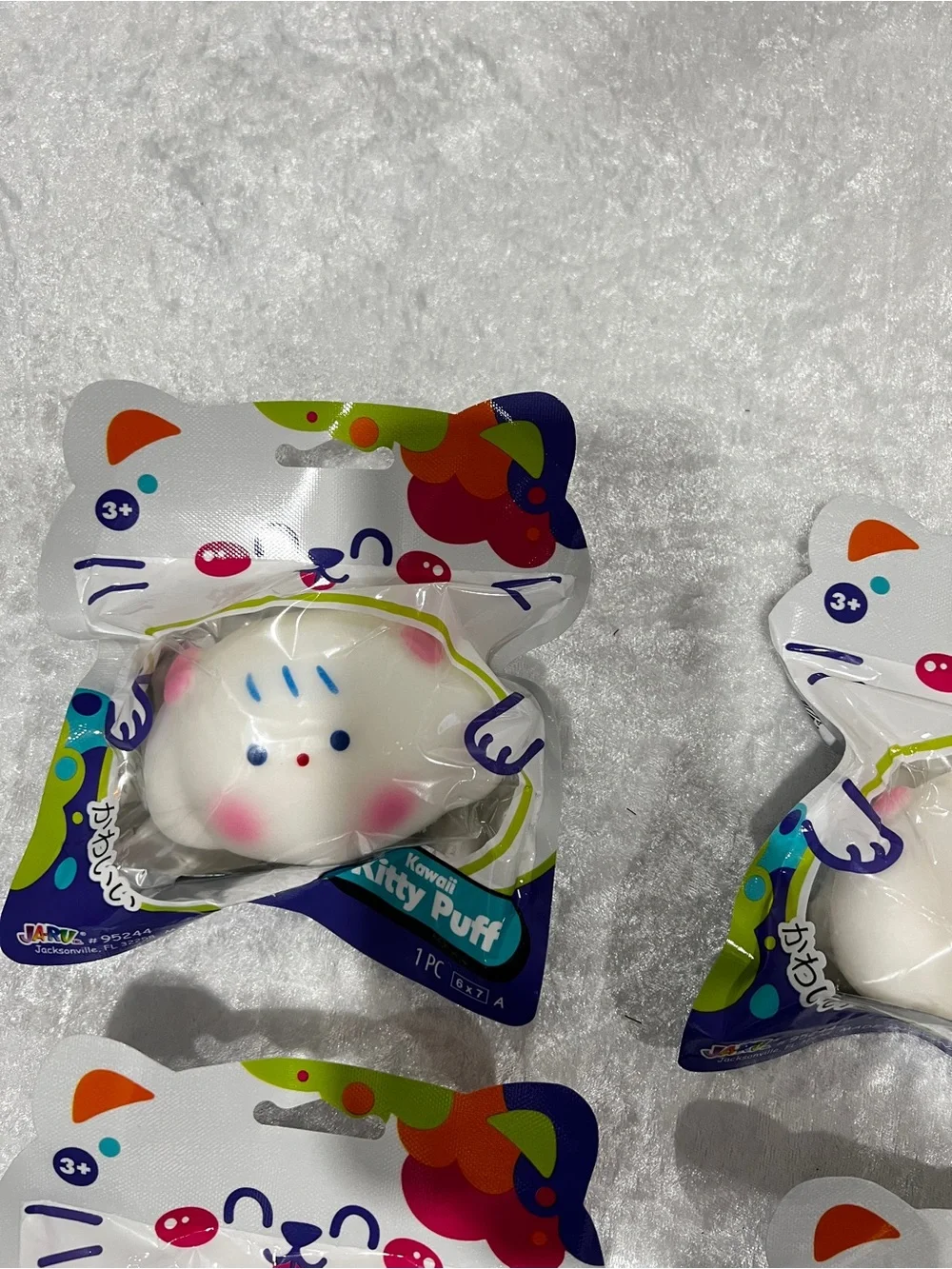 Lot of 4 Kawaii Squishy Soft Puffy Kitty Party Favor Kids Toy Age 3+